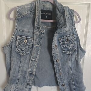 Maurices Vintage Light Wash Denim Vest - Pale Blue